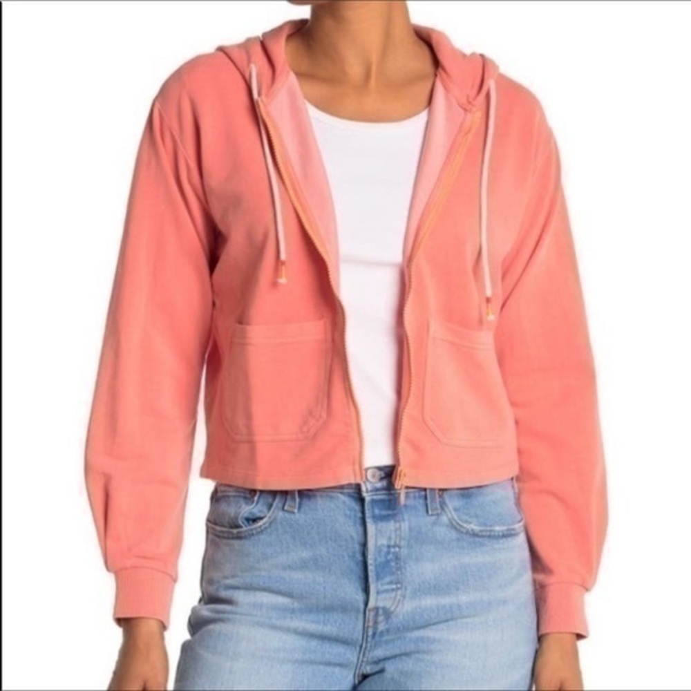 MARINE LAYER peach pink Peyton Zip front hoodie